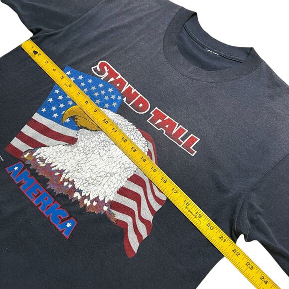 Vintage 90s flag bald eagle “Stand Talk America” T-shirt Men size Large Retro - Picture 5 of 10